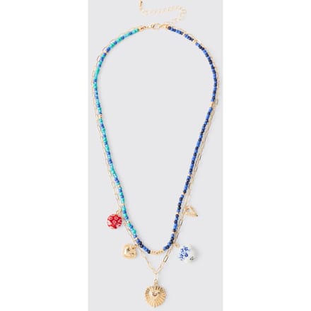 Beaded Layered Charm Necklace