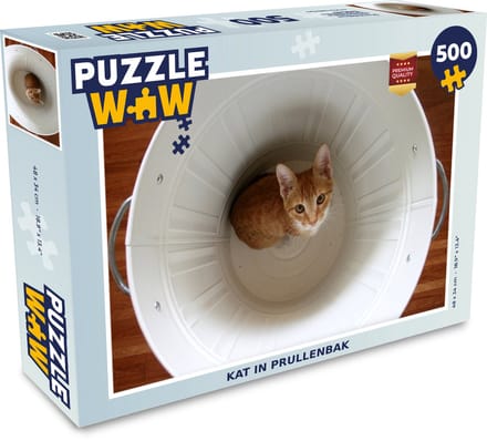 Puzzel Kat - Prullenbak - Wit - Legpuzzel - Puzzel 500 stukjes