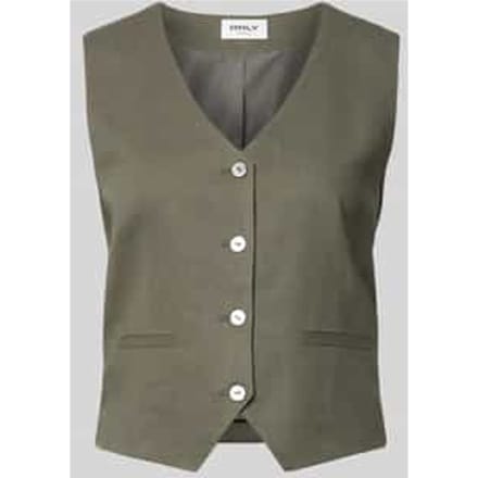 regular fit linnen gilet met bindceintuur model 'GOA'
