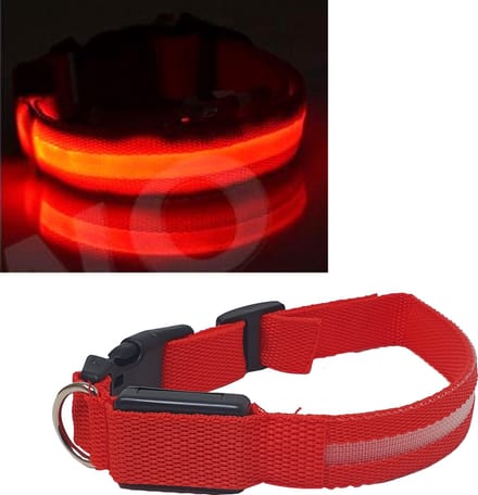 Honden halsband met led verlichting - ROOD Extra Small 33-40cm