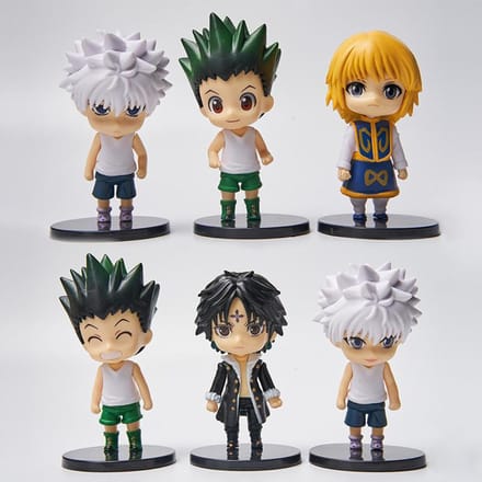 6 Pièces/1 Ensemble Anime HUNTER×HUNTER Figurine Killua Zoldyck Jouet Chrollo Lucilfer Modèle GON FREECSS Poupée Figurine d'Action Kurapika Ensemble No box gray