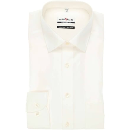 MARVELIS comfort fit overhemd - beige - Strijkvrij - Boordmaat: 48