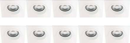 Spot Armatuur 10 Pack - Proma Rodos Pro - GU10 Inbouwspot - Vierkant - Wit - Aluminium - 93mm