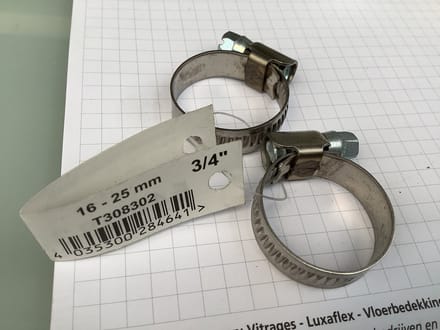 slangklem rvs-a2. 16-25mm. breed. 2 stuks. wvsa.nl.