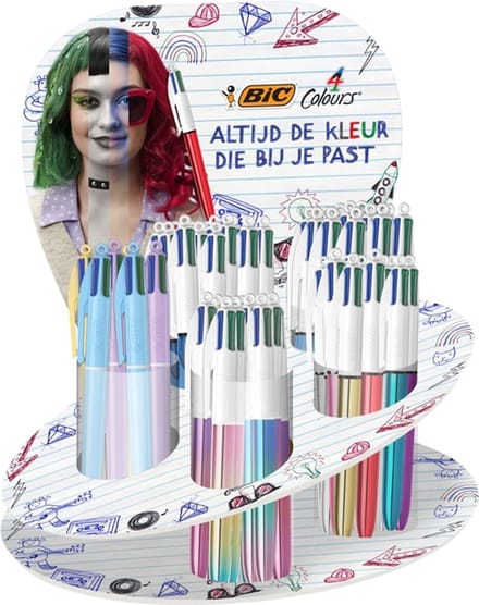 Display leeg bic tbv 4kleuren balpen