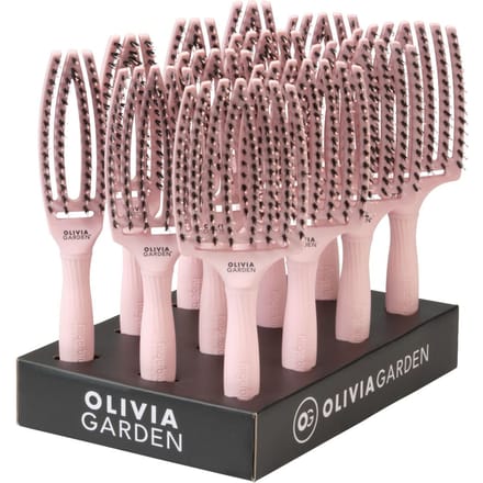 Olivia Garden Fingerbrush Boar&Nylon Display Pastel Pink 12st