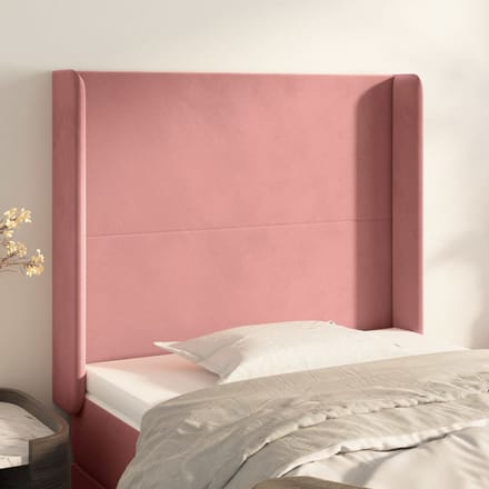 vidaXL - Hoofdbord - met - randen - 103x16x118/128 - cm - fluweel - roze
