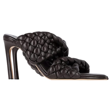 Bottega Veneta Intrecciato Slide Sandalen in Bruin Leer
