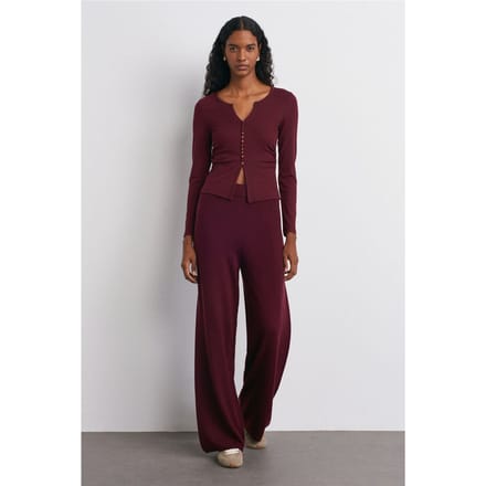 Vrouwen Wijdpijp Lurex Gebreid Broek