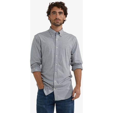 McGregor Stretch Pique Shirt Medium Grey Melange Maat: S | Casual Overhemden Outlet | Heren | Grijs