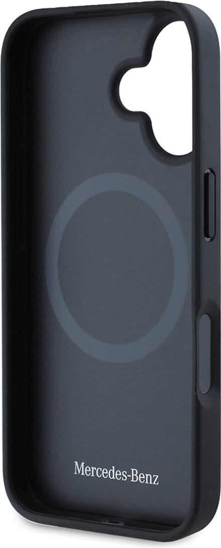 Mercedes Plain Smooth Leather MagSafe Case for iPhone 16 - Black