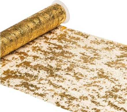 Chaks Kerst thema tafelloper op rol - goud - 29 x 500 cm - polyester