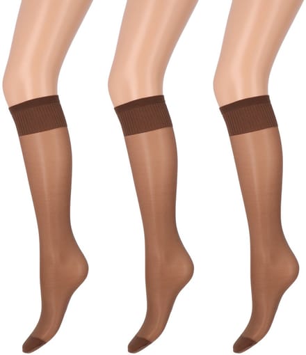 Marianne - Dames Kneehighs Antipress Lycra Panty - 20Den - 3-Pack - Maat One Size - Muscat