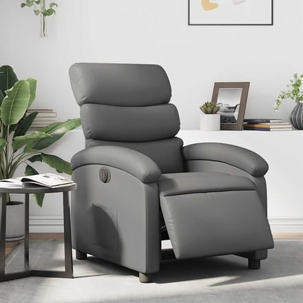 vidaXL - Fauteuil - verstelbaar - elektrisch - kunstleer - grijs