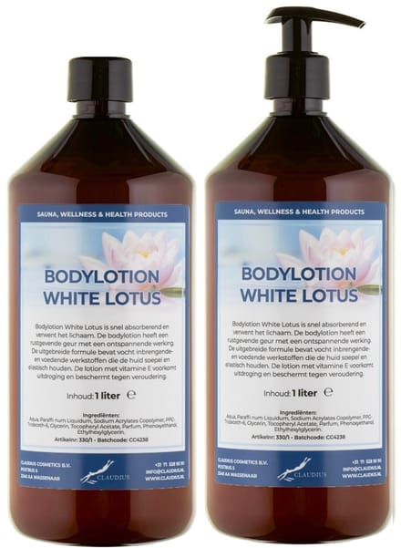Bodylotion White Lotus 1 Liter - met gratis pomp - set van 2 stuks