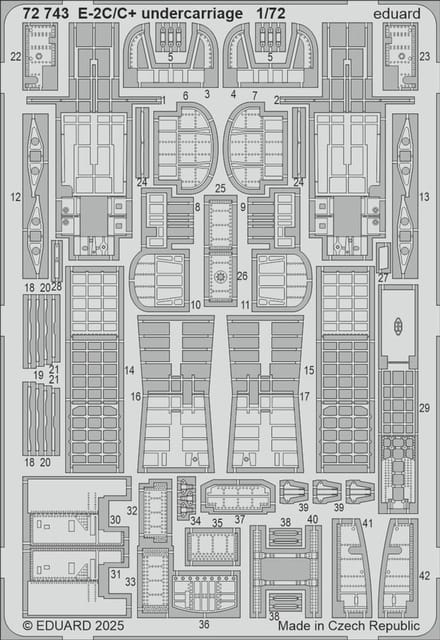 Eduard Modelbouwdecoratie - 72743 Landingsgestel voor Hawkeye E-2C/C+ - Photo-etch