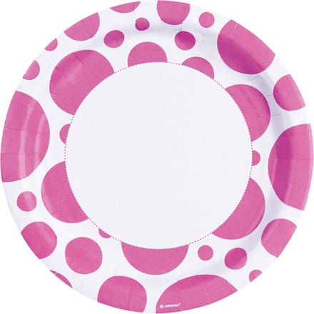 Amscan Feestborden Wit/roze 23 Cm 8 Stuks