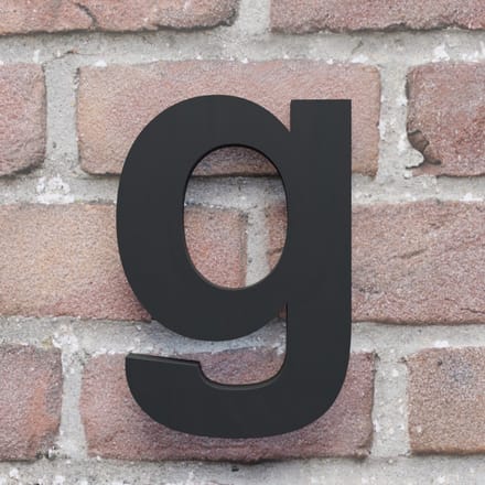 Huisnummer Arial g zwart - Maat: Extra groot (25 cm) - blinde bevestiging - Huisnummerbord