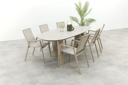 Atmos/Taste Denia 6-persoons organische tuinset 240x105 cm. - Latte