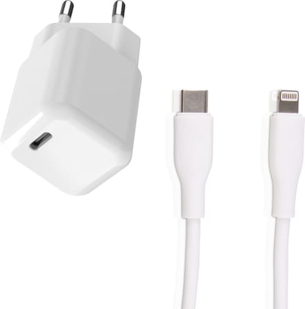Mini snellader geschikt voor iPhone 14 / iPhone 13 / iPhone 12 / iPhone 11 - Met Lightning naar usb C kabel - 2 meter - Usb C oplader