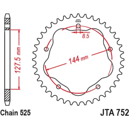 Standaard aluminium motorwiel kroon JT Sprockets 525