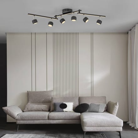 JUST LIGHT. GmbH JUST LIGHT. LED plafondspot Jarik, 6-lamps, zwart, 3.000 K
