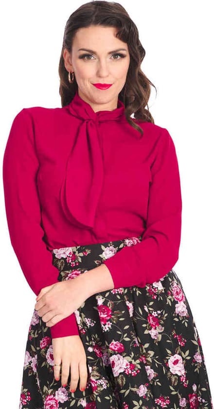 Banned - Grace Blouse - S - Bordeaux rood