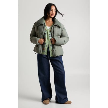 boohoo Dames Pufferjack met contrasterende ribkraag | Khaki | Maat: 8