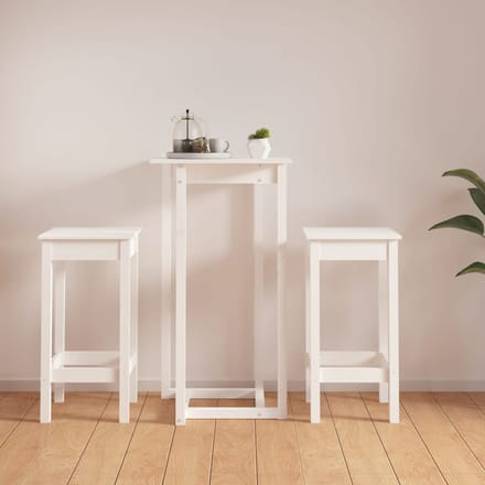 vidaXL - 3-delige - Barset - massief - grenenhout - wit