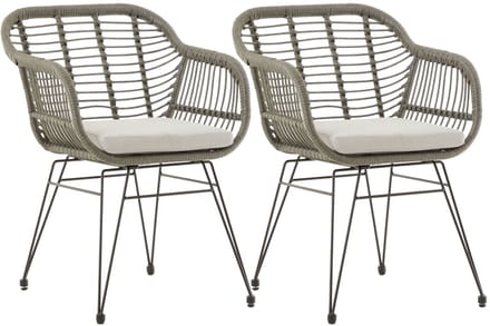 Tuinstoelen PARAMO, set van 2, van polyrotan - grijs/champagne