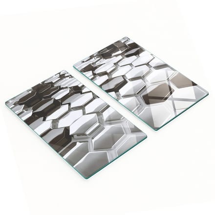 Set van gehard glazen snijplanken met 3D-print, 2x30x52 cm