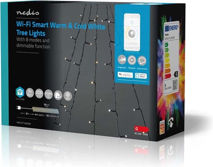 Nedis SmartLife-kerstverlichting - Boom - Wi-Fi - Warm tot Koel Wit - 200 LED's - 20.0 m - 5 x 4 m - Android / IOS