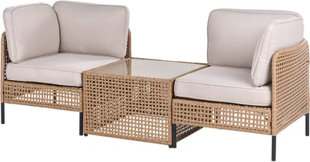 OMEGANA - Loungeset 2-zits - Lichtbeige - PE rotan