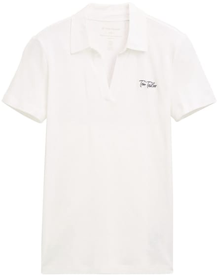 Tom Tailor - Basic poloshirt met geborduurd logo - Maat L - Whisper White