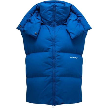 Gebroken wit Bouce gilet met capuchon, pauwblauw donsjack
