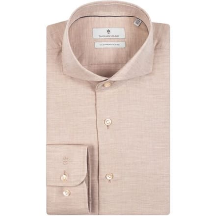Thomas Maine Overhemd Bari Cutaway Cotton Cashmere Blend Zand / male