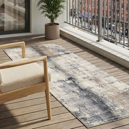 Fraai Wasbare loper - Domingo Grunge Taupe/Creme - 80x180cm