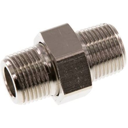 R 3/8'' Vernikkeld Messing Borstnippel 3-delig met Conische afdichting 16 Bar [2 Stuks]