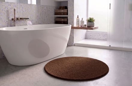 FLOORDIREKT Badmat SKY - Badmat in Vierkant & Rond - Antisliprug - Bruin - Rond - 120 cm