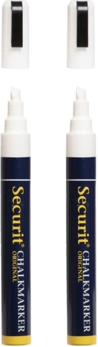 2x securit krijtstift - wit - platte punt - 2-6 mm - krijt - chalkmarker - krijtmarker