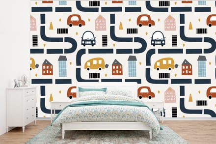 Behang - Fotobehang Design - Jongens - Auto - Kinderen - Breedte 295 cm x hoogte 220 cm