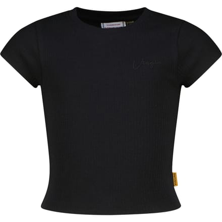 Vingino Girls Basic-crop Rib Tee T-shirt Deep Black Größe: 16 | T-Shirts Outlet | kids | Schwarz
