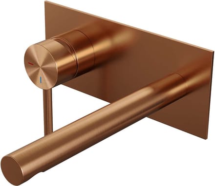 Brauer Copper Edition inbouw wastafelmengkraan met rechte uitloop en afdekplaat model A2 koper geborsteld PVD