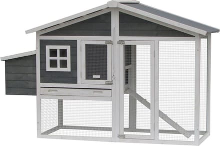 Flamingo kippenhok Vigo Rustic - wit/grijs 187 x 75 x 120 cm