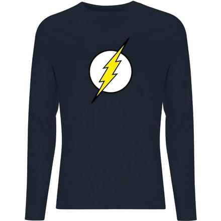 Justice League Flash Logo Men's Long Sleeve T-Shirt - Navy - M