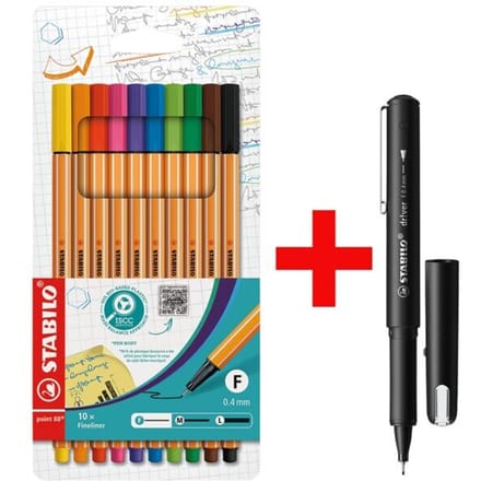 Set met 10 fineliners »point 88 - Kreativ«, incl. fineliner »dr!ver« 0,4 mm (F)