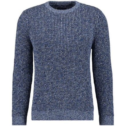 Ragman Trui Structure Knit Pullover Roundneck Blauw-Grijs / male