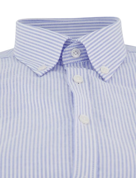 Modern fit blauw overhemd Ledub 100% katoen witte knopen
