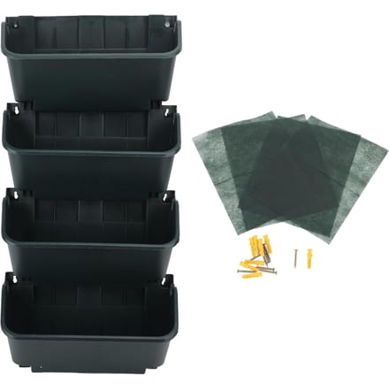 Verticale Wandplantenbak Set Plastic Ademend Ruimtebesparend 4 Potten Hangende Verticale Wand Bloempot black