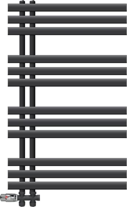 LuxeBath badkamer radiator Ijzer EM 600x1000mm antraciet middenaansluiting met aansluitset thermostaat door vloer, design radiator badkamer verwarming handdoekverwarmer handdoekdroger handdoekradiator